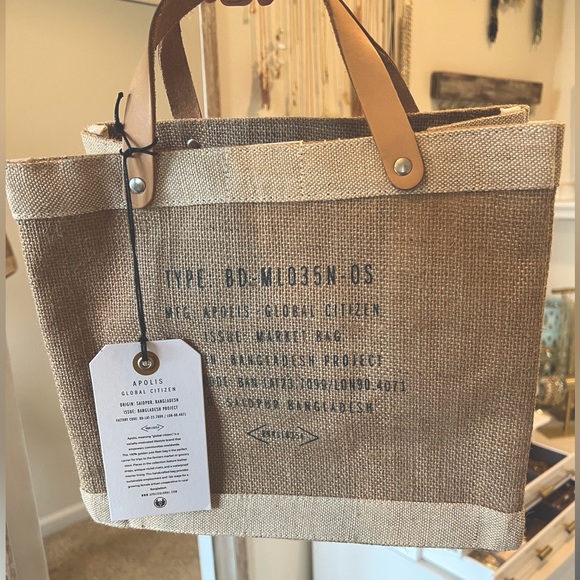 Limited Edition *Kendra Scott X Apolis Global Citizen* Collab Burlap Tote Bag - Picture 2 of 3